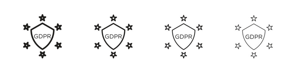 GDPR icon vector illustration, line design icon. Editable strokes.