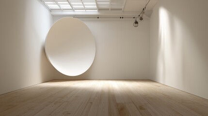 A contemporary gallery showcases minimalist sculpture, illuminated by natural light, creating an inviting atmosphere.