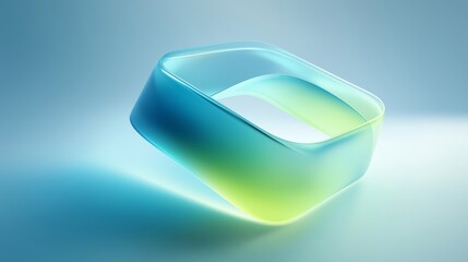 A captivating translucent geometric abstract sculpture with soft gradients of color, and a modern appeal, set against a serene gradient background.