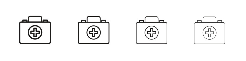First aid kit icon vector illustration, line design icon. Editable strokes.