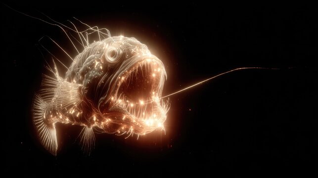 Glowing deep-sea anglerfish