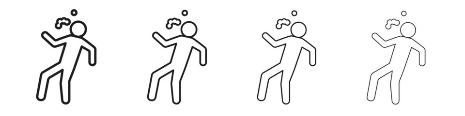 Drunk human icon vector illustration, line design icon. Editable strokes.