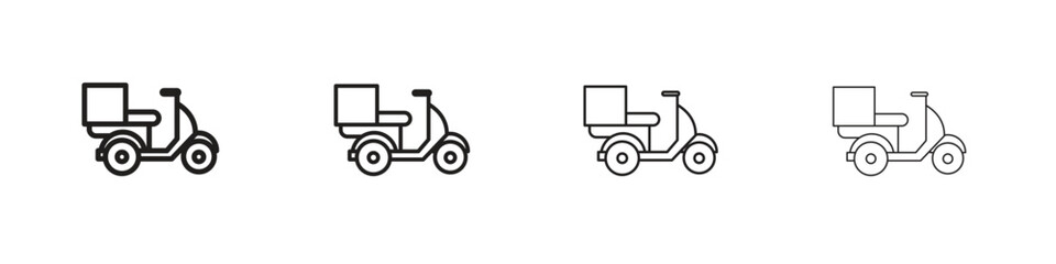 Delivery scooter icon vector illustration, line design icon. Editable strokes.