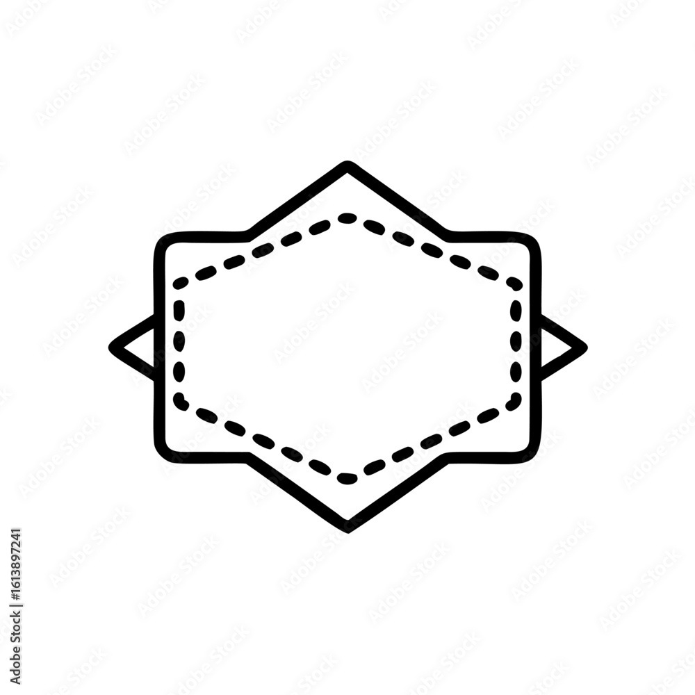 Poster outline a hexagonal badge with dashed inner border emblem label