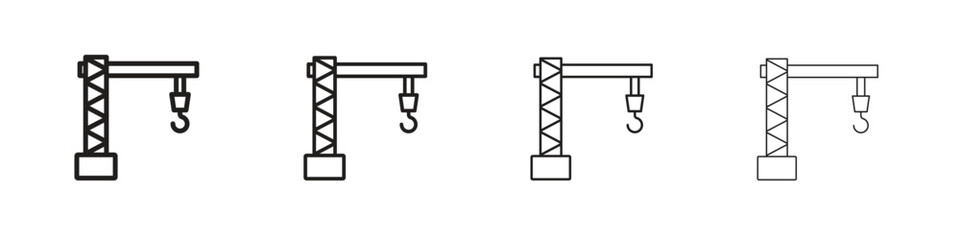 Construction crane icon vector illustration, line design icon. Editable strokes.