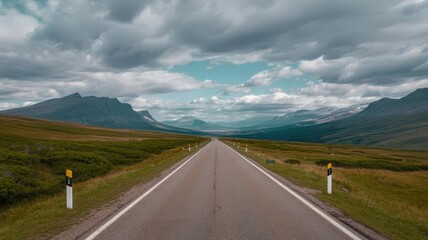 Naklejka premium Empty Road Extending to Horizon Collection - Journey and Adventure Concepts