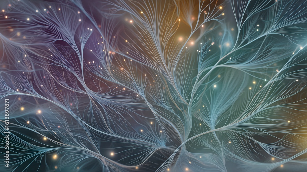Poster an abstract representation of neural pathways and connections, the artwork resembles a network of in