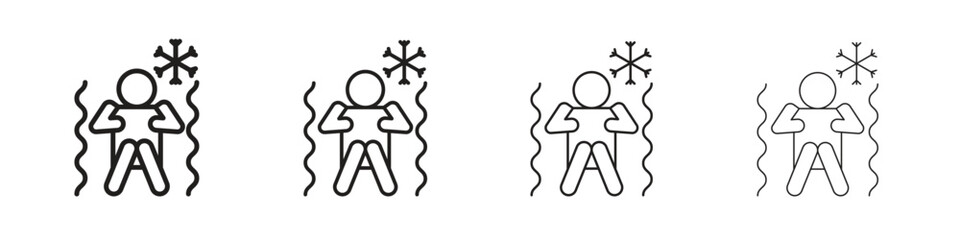 Cold human icon vector illustration, line design icon. Editable strokes.
