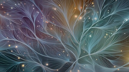 An abstract representation of neural pathways and connections, the artwork resembles a network of intricate lines and glowing nodes. Evoking the complexity and beauty of the human mind.