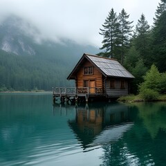 Fototapeta premium house on the lake