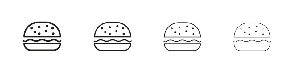 Cheese burger icon vector illustration, line design icon. Editable strokes.