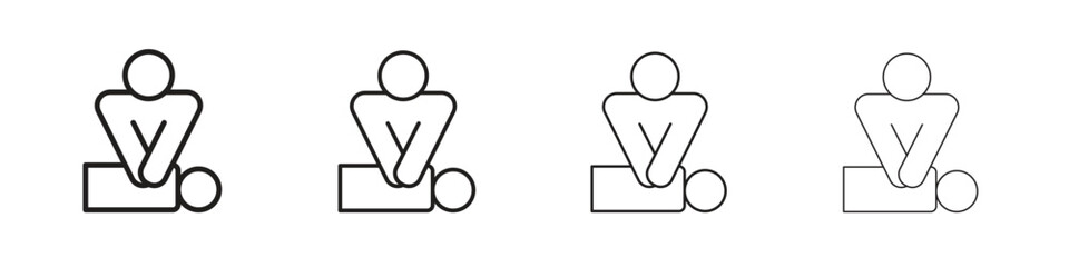 CPR icon vector illustration, line design icon. Editable strokes.