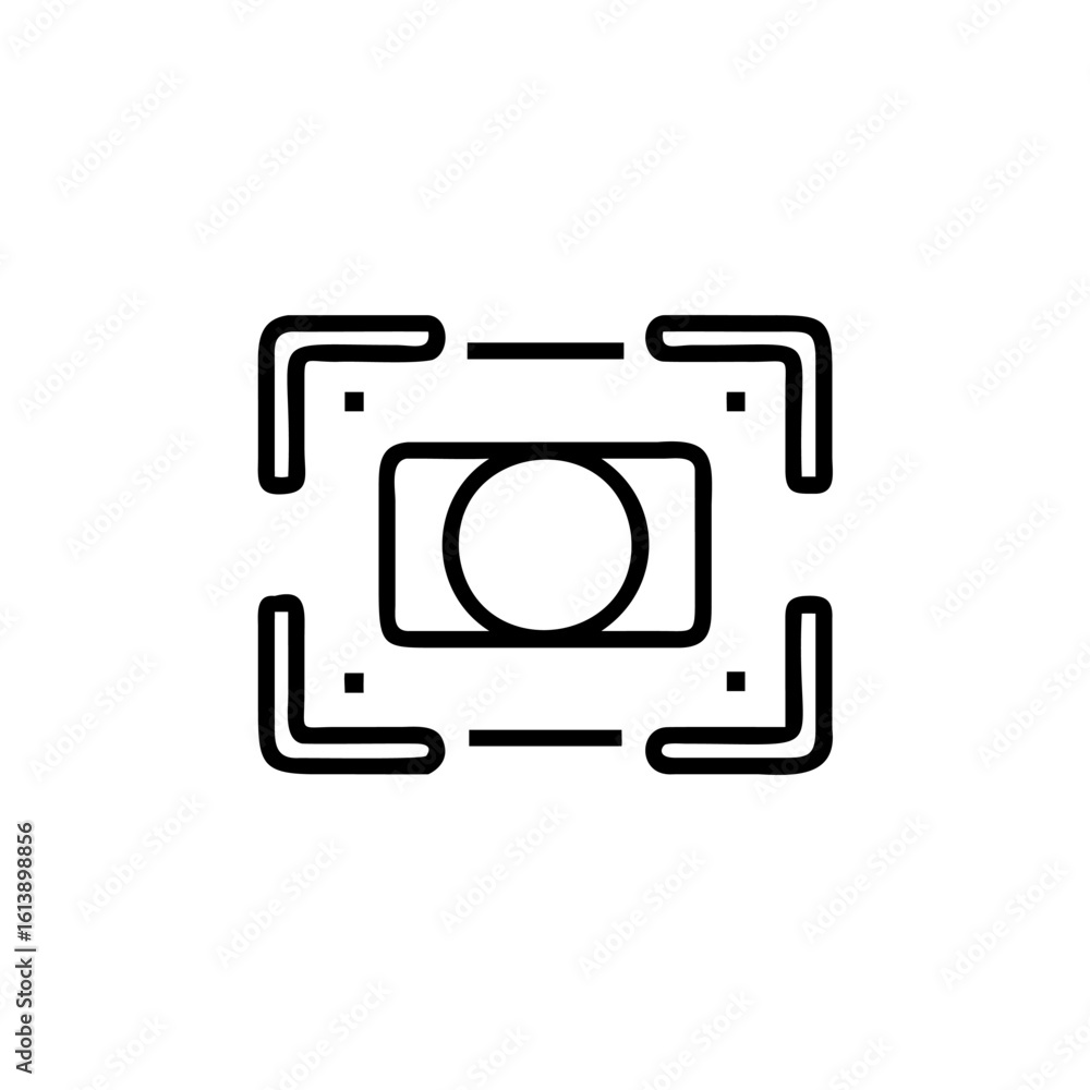 Aufkleber outline camera lens icon within a square focus frame circle