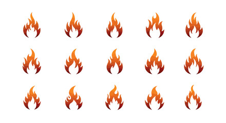 Stylized Flame Icons with Gradient Orange and Red Tones