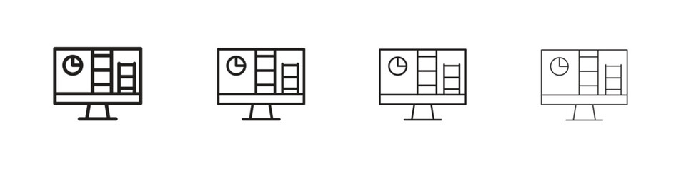 Analytics Monitor icon vector illustration, line design icon. Editable strokes.
