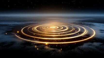 Fototapeta premium Glowing circle in the sky with stars surrounding it