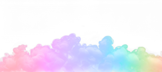 Soft pastel color rainbow stage smoke effect transparent PNG cutout, isolated background. Smog gathering at the bottom, dynamic element