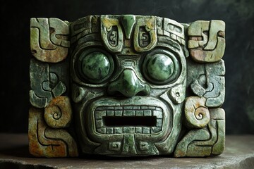 Mayan relic made of obsidian and jade