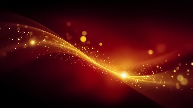 Red background with a gold wave that is lit up - Powered by Adobe