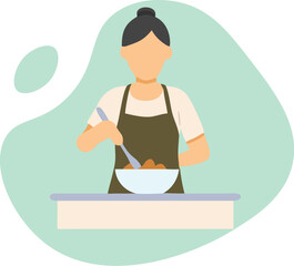 woman in a kitchen vector illustration