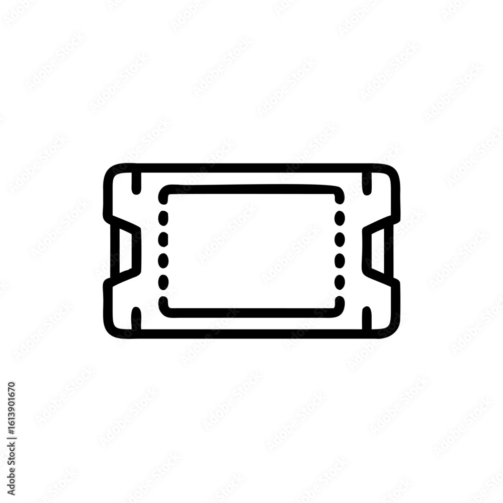 Poster outline icon a ticket or pass with perforated edges simple