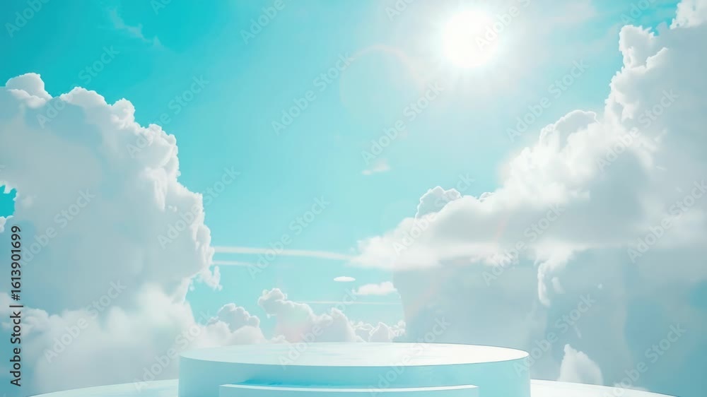 Aufkleber a simple platform floating in the cloudy sky with no visible edges or supports