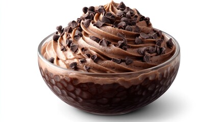 Rich chocolate dessert in a glass bowl