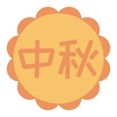 Mooncake, traditional Chinese, Cantonese food, dish, Chinese text Mid Autumn isolated on transparent. Flat vector illustration. Mid Autumn Festival design element, holiday clip art, card, banner