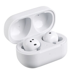White Wireless Earbuds in Charging Case