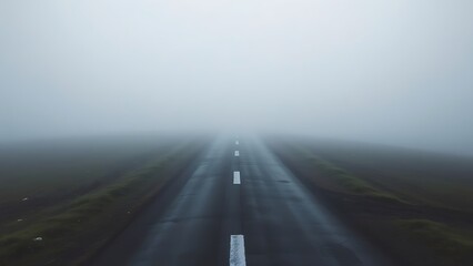 An abstract crossroads with two diverging paths in a misty morning, creating a sense of choice.