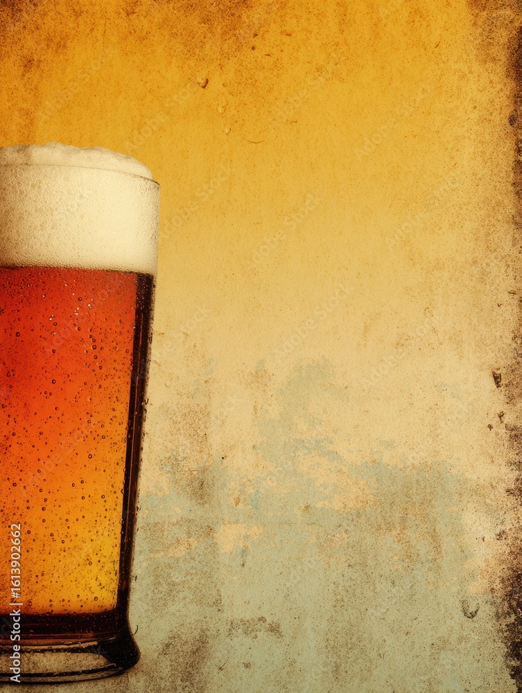 Poster craft beer in retro style with textured background capturing the essence of a bygone era in a warm s