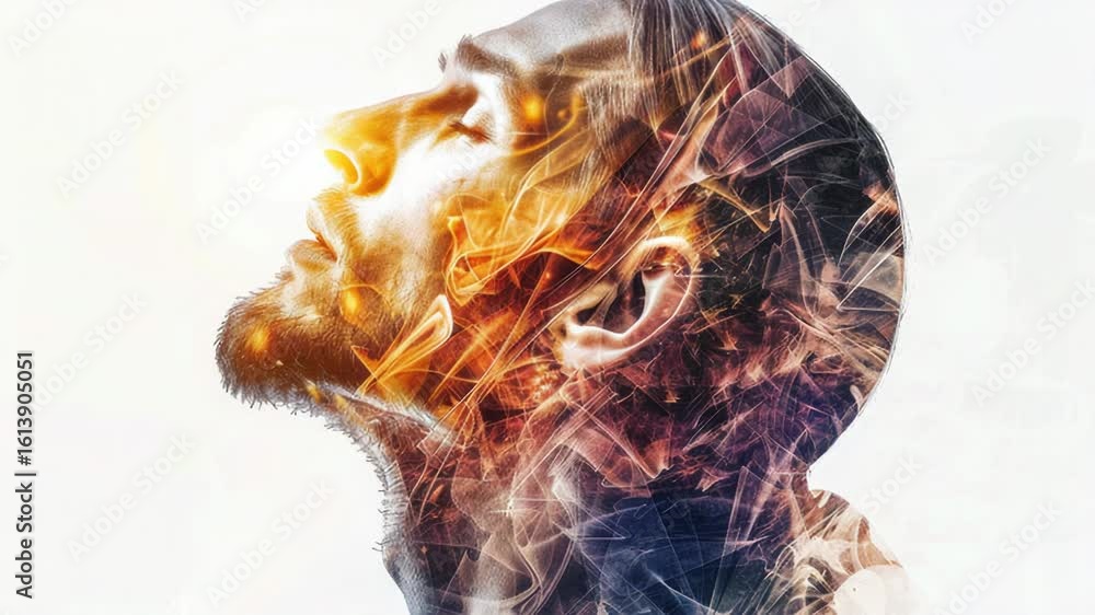 Poster a portrait of a man with a beard, suitable for use in personal or professional contexts