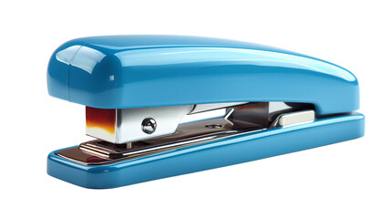 Modern Light Blue Stapler on White Background

