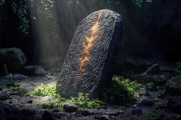 Obraz premium runestone relic radiating pulsating light