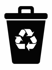 Minimalist Recycle Bin Icon &ndash; Black and White Waste Management Symbol for Eco-Friendly Design.
