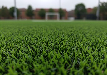 A closeup view of lush green grass on a sports field