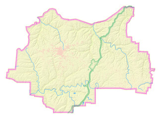 Map of the County Lewis (Tennessee, US) showing the isolated County with relief representation. No Lables.