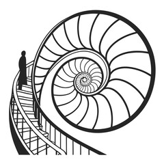 Obraz premium Illustrate a spiraling helix shape, using clean black curves, with negative space between each curve