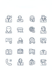 Support icon set. Customer service and assistance related line icons: help, chat, question, feedback, communication, troubleshooting, teamwork, service and .Editable stroke. Vector illustration.