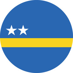 circular curaçao national flag icon with blue background yellow stripe and stars