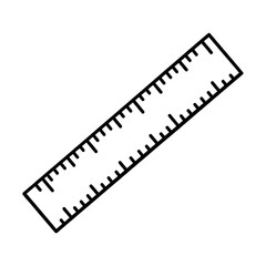 Fototapeta premium A simple black and white line drawing of a ruler with measurement markings on a white background