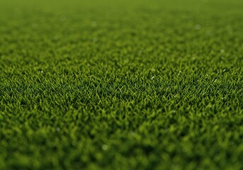 A closeup view of green grass on a sports field