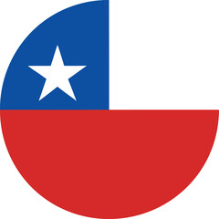 half circular chile national flag icon with blue white red and white star
