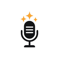 Vintage Microphone Radiating Star Power for Broadcast or Podcast Design Vintage microphone sparkles broadcasting talent