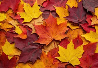 A vibrant tapestry of colorful maple leaves in autumn