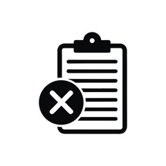 Rejected Document Form Icon with Crossed Circle Symbolizing Cancellation or Disapproval of Information on a Clipboard, Representing Negative Outcomes