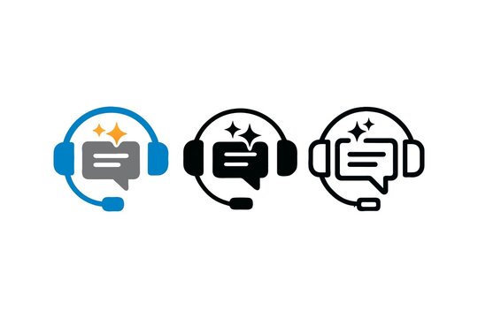 Customer Service Excellence Headset Iconography for Support and Assistance Delivering Enhanced Client Satisfaction and Communication Tools