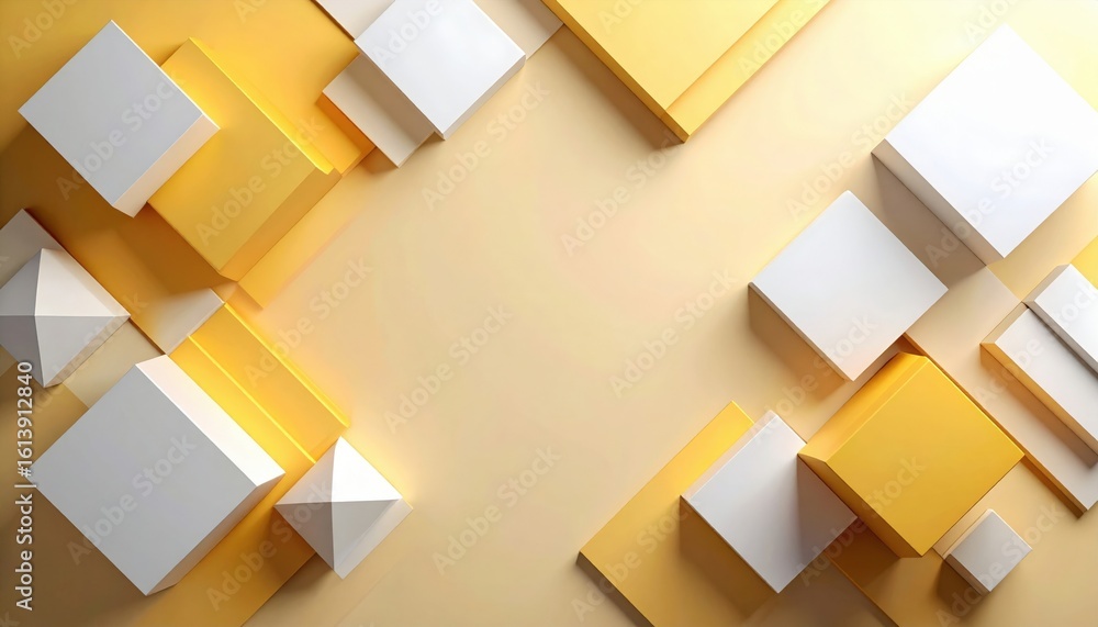 Aufkleber abstract geometric shapes and blocks studio setting digital artwork minimalist design aerial view mo
