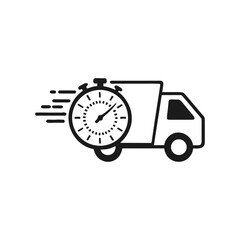 Fast Delivery Truck with Stopwatch Icon Represents Speed and Efficiency Express Shipping and Logistics Punctuality Time Management and Speedy Services