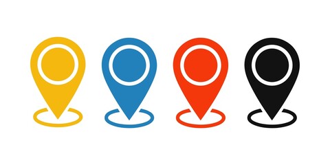 Location Markers in Various Colors for Maps and Navigation representing Global Positioning and Placement for Digital and Print Design